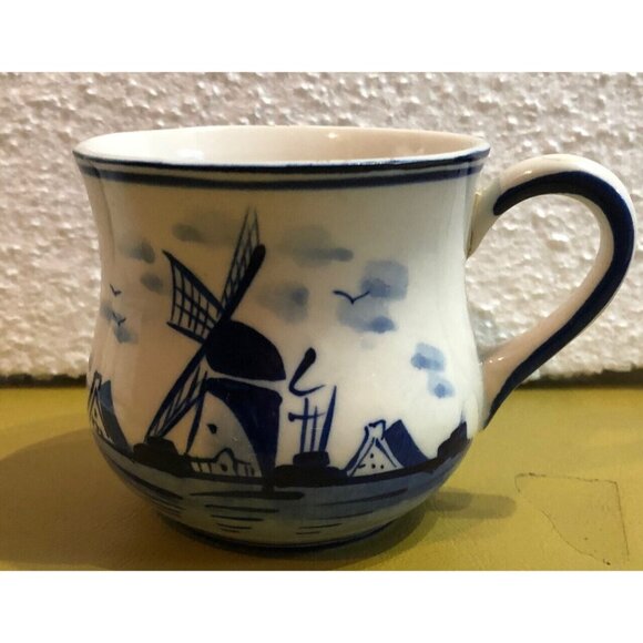 Delft | Dining | Delft Blue Coffee Cup Holland Hand Painted Windmill ...